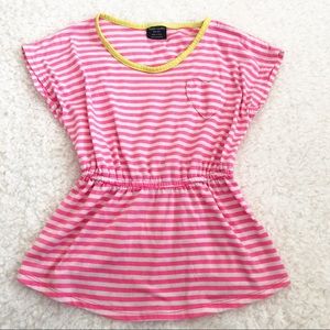 Faded Glory Striped White & Pink Top Sz 6.